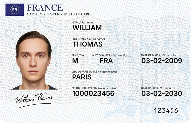 France Identity Card — Front — Fake ID EU