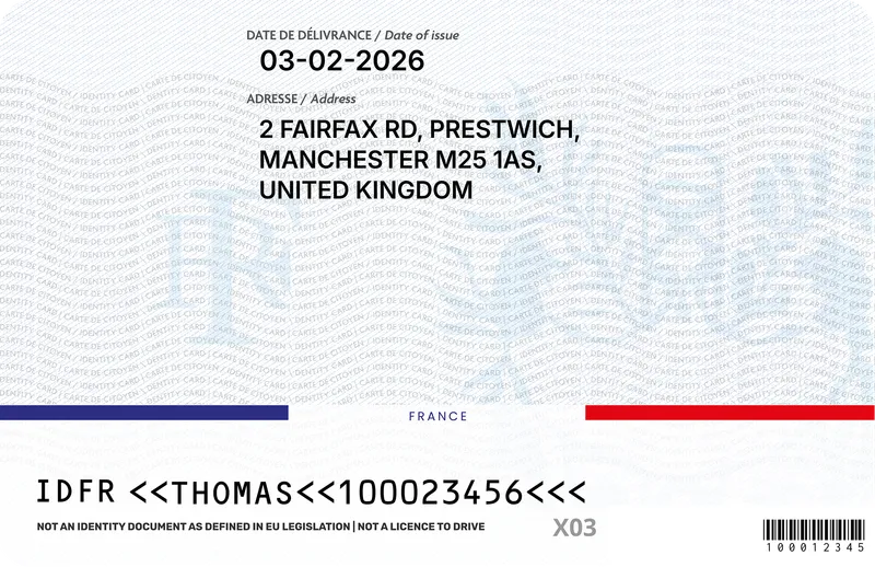 France Identity Card — Back — Fake ID EU