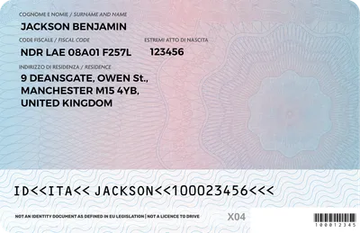 Italy Identity Card — Back