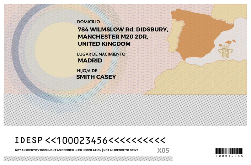 Spain Identity Card — Back — Fake ID EU