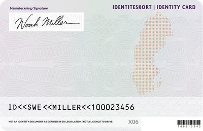 Sweden Identity Card — Back